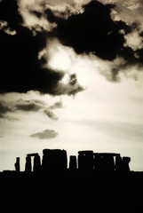 Stonehenge prehistoric monument stone circle stands on Salisbury Plain, near Amesbury, Wiltshire,...