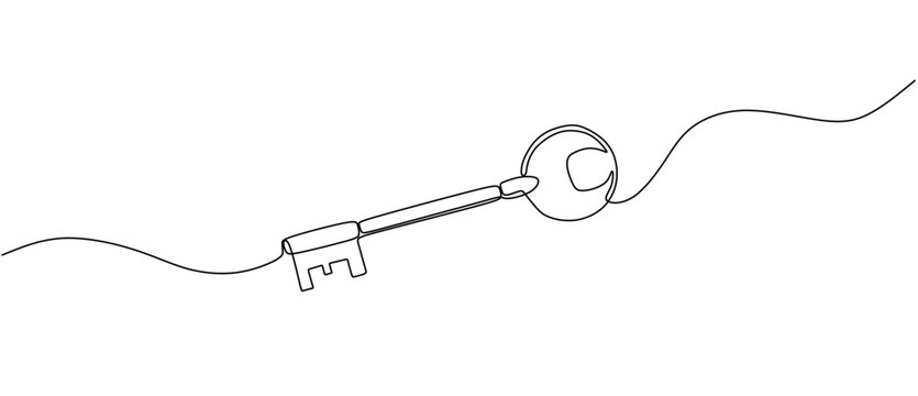 continuous line drawing of key vector illustration one line style