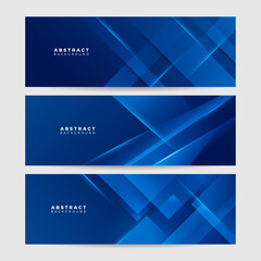 Blue abstract vector long banner. Minimal background with arrows and copy space for text. Social media cover and web banner template