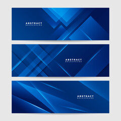 Blue abstract vector long banner. Minimal background with arrows and copy space for text. Social media cover and web banner template