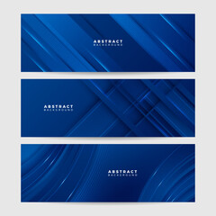 Blue abstract vector long banner. Minimal background with arrows and copy space for text. Social media cover and web banner template