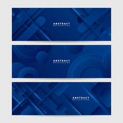 Blue abstract vector long banner. Minimal background with arrows and copy space for text. Social media cover and web banner template