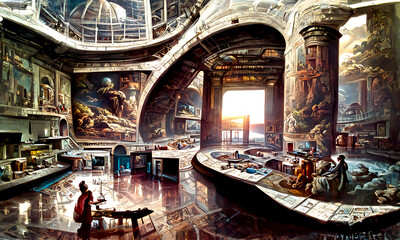 Artistic painting concept of The oval office of the president of the United States in the white house, digital art style, illustration creative design.
