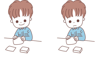 検品をする男性　表情パターンあり