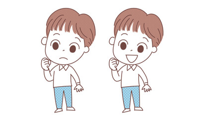 ガッツポーズの男性