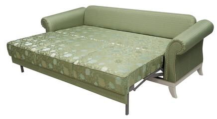 Sofa isolated on white background. Including clipping path. The sofa is laid out for sleep
