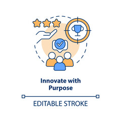Innovate with purpose concept icon. Development. Immediate attention area abstract idea thin line illustration. Isolated outline drawing. Editable stroke. Arial, Myriad Pro-Bold fonts used