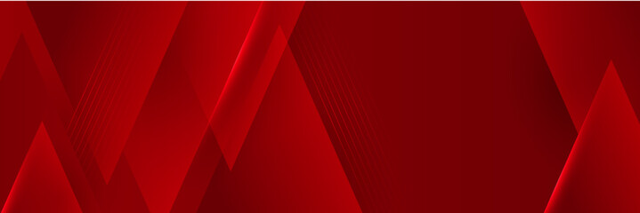 Modern red abstract vector long banner. Minimal background with waves arrows geometric shapes and copy space for text. Social media cover and web wide banner template