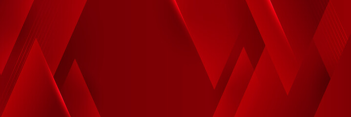 Modern red abstract vector long banner. Minimal background with waves arrows geometric shapes and copy space for text. Social media cover and web wide banner template