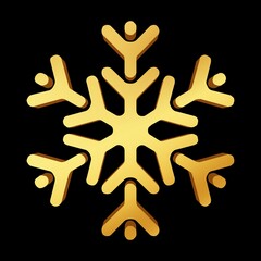 Black Background Snowflake 3D llustration 
