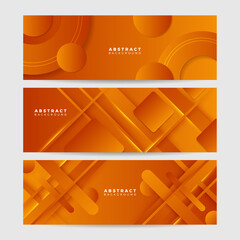 Modern orange yellow abstract vector long banner. Minimal background with waves arrows geometric shapes and copy space for text. Social media cover and web wide banner template