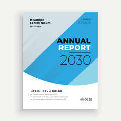 Fototapeta premium Stylish blue wave annual report business brochure design