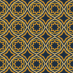 Abstract Seamless Pattern with Islamic ornaments, Arabic geometric background, Arabian Wallpaper, Vintage style ornamental decorative vector Cover