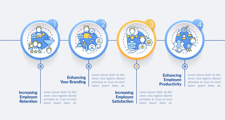 Adaptation challenges circle infographic template. Team joining. Data visualization with 4 steps. Editable timeline info chart. Workflow layout with line icons. Lato-Bold, Regular fonts used