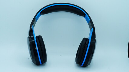 Blue headphone images on white background