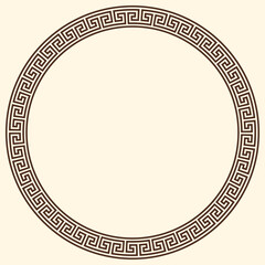 Greek key pattern, round frame. Decorative ancient meander, greece border ornament with repeated geometric motif. Vector EPS10.