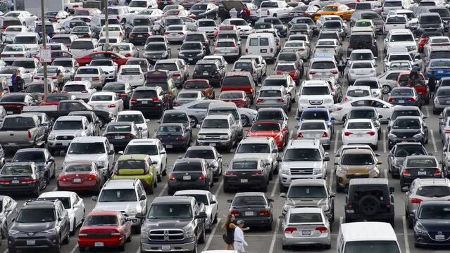 Busy parking lot in Santa Monica