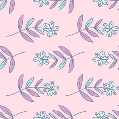 Hand drawn ditsy flower seamless pattern. Simple floral field endless wallpaper.