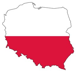 Poland's map with flag