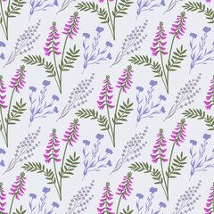 Floral seamless pattern hand drawn summer flowers vector illustration