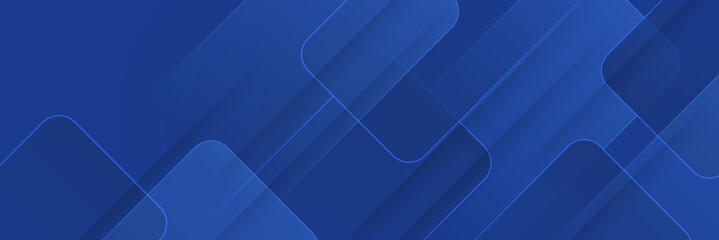 Blue abstract vector long banner. Minimal background with arrows and copy space for text. Social media cover and web banner template