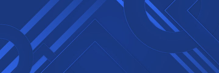 Blue abstract vector long banner. Minimal background with arrows and copy space for text. Social media cover and web banner template