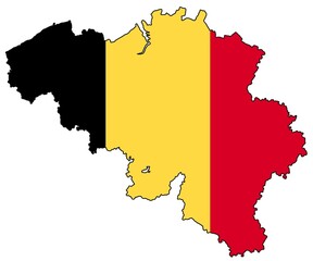 Belgium map with flag