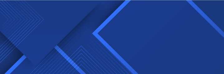 Blue abstract vector long banner. Minimal background with arrows and copy space for text. Social media cover and web banner template