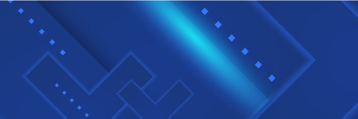 Blue abstract vector long banner. Minimal background with arrows and copy space for text. Social media cover and web banner template