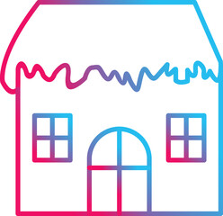 Unique House with Snow Vector Icon
