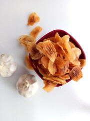 Homemade Banana Chips in White Background