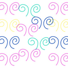 Obraz premium Swirl icon vector illustration. Seamless pattern. Hand drawn colorful design. Safety wind concept. Isolated graphic symbol. Autumn art sign. Brushstroke pictogram. Many doodle curve stroke