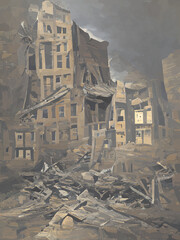 ruins of an destroyed building