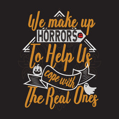 Happy Halloween t shirt design with Halloween elements or Hand drawn Halloween typography design