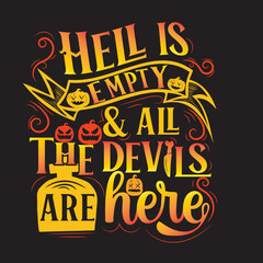 Happy Halloween t shirt design with Halloween elements or Hand drawn Halloween typography design