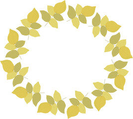 Round autumn wreath of yellow leaves. For postcards and design. Template for cards.Vector. Flat style.