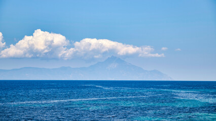 Athos mountain far away