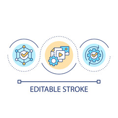 Right content making loop concept icon. Share product info materials. Advertising campaign abstract idea thin line illustration. Isolated outline drawing. Editable stroke. Arial font used