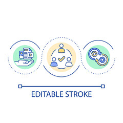 Community building loop concept icon. Content for people connecting. Online communication abstract idea thin line illustration. Isolated outline drawing. Editable stroke. Arial font used
