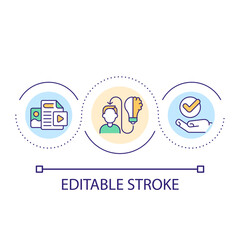 Fototapeta premium E learning resources loop concept icon. Access to education online. Student opportunity. Development abstract idea thin line illustration. Isolated outline drawing. Editable stroke. Arial font used