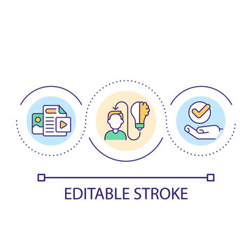 E learning resources loop concept icon. Access to education online. Student opportunity. Development abstract idea thin line illustration. Isolated outline drawing. Editable stroke. Arial font used