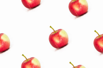 seamless pattern red apple on a white background.  Print for printing on children's clothing, household goods, dishes, product packaging, tablecloths, napkins.