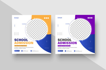 school admission social media post design template. back to school online marketing banner layout