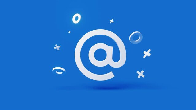 Email 3d icon on a simple blue background 4k seamless animation loop