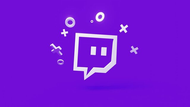 Twitch 3d icon on a simple purple background 4k seamless animation loop