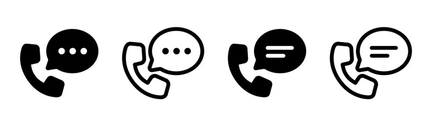 Phone icons set. Handsets. Black icons isolated on white background.
