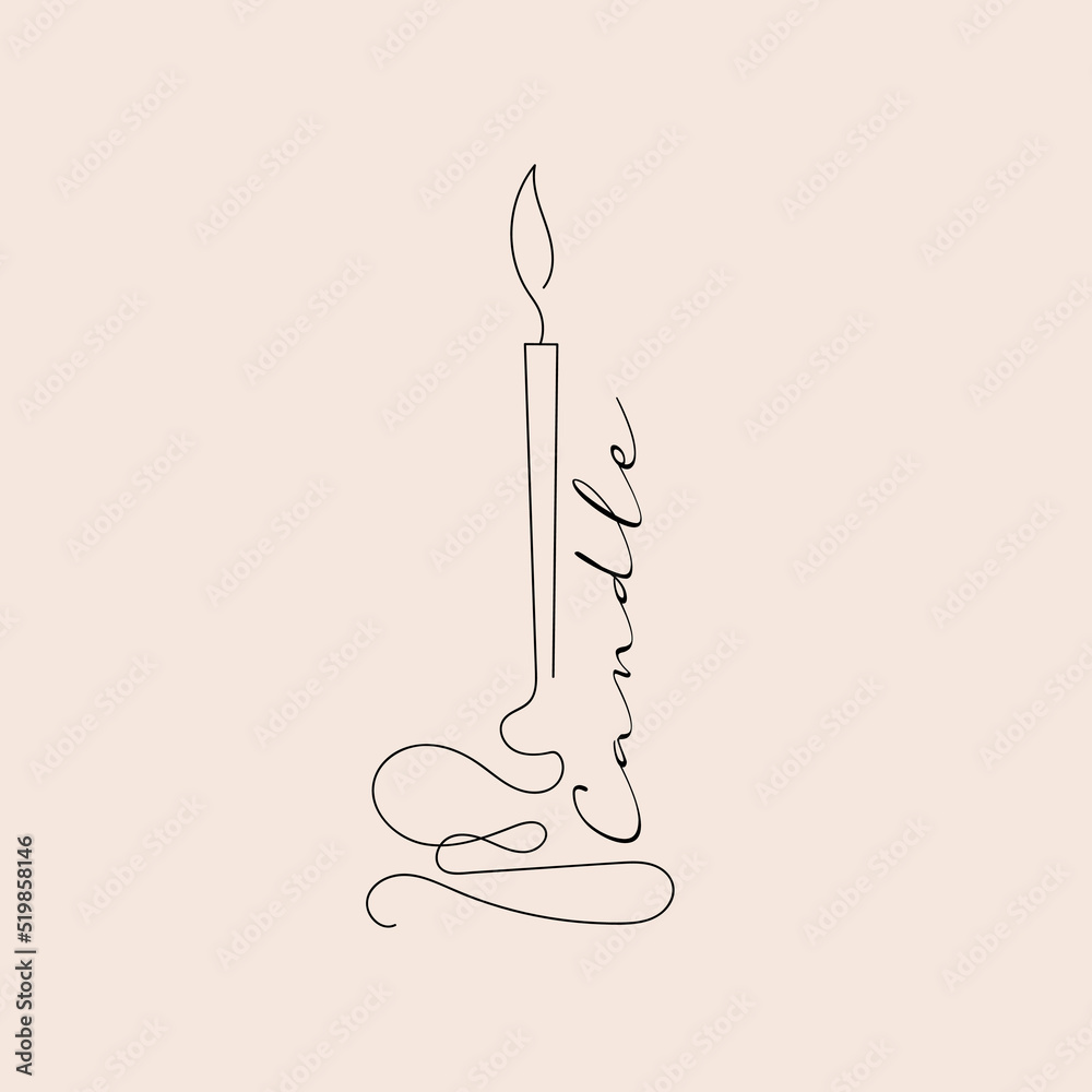 Wall mural candle line art, minimalism logo, icon vector illustration