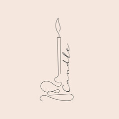 candle line art, minimalism logo, icon vector illustration
