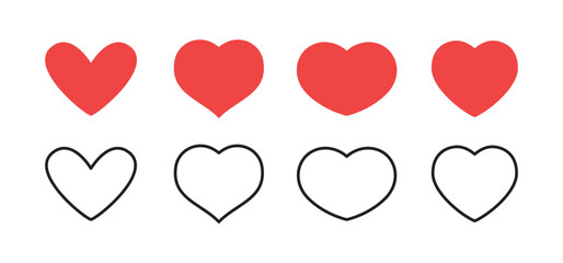 Heart icons. Love symbol vector illustration. Valentine's day and love design elements.