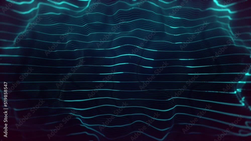 Poster abstract digital waving neon lines fx background loop/ 4k animation of an abstract background with d